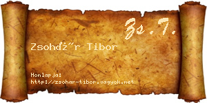 Zsohár Tibor névjegykártya